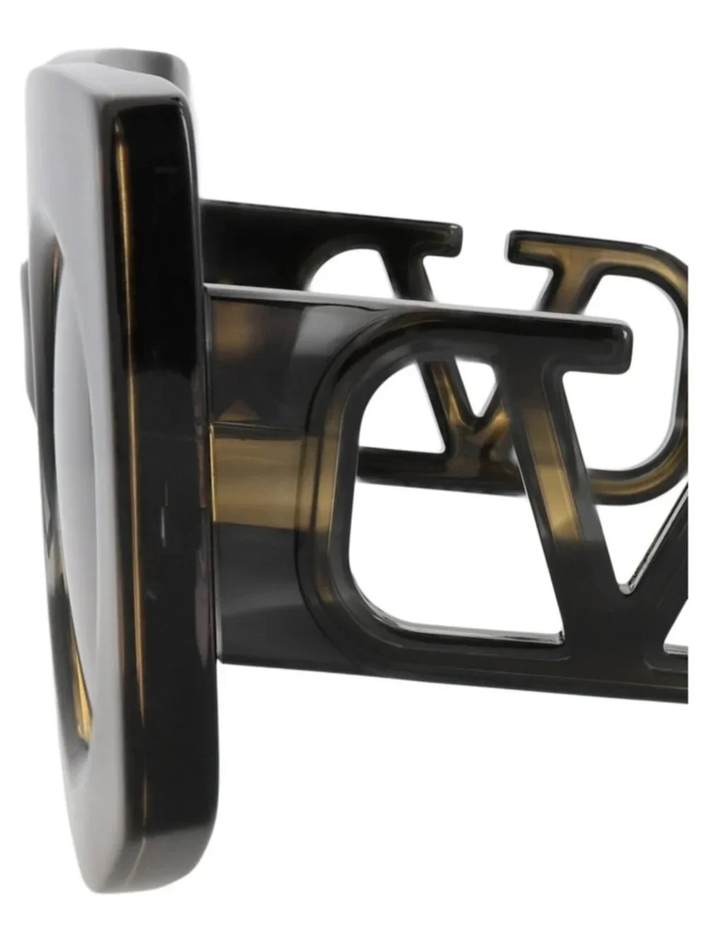 New Valentino Women's Sunglasses Square Rectangle Acetate Frame Black Havana